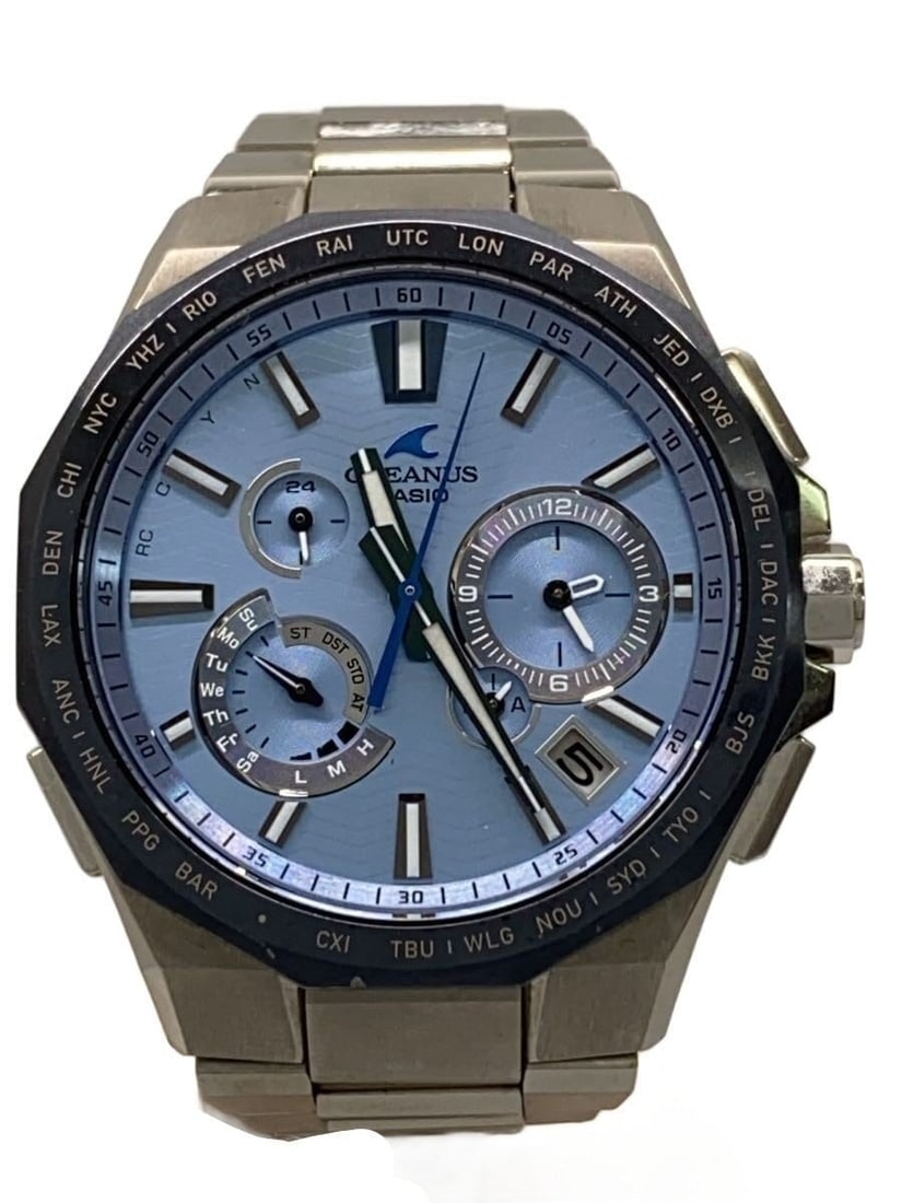 Casio Oceanus OCW-T6000 Blue Stainless Steel Wristwatch: Casio Oceanus OCW-T6000 Blue Stainless Steel Wristwatch This CASIO OCEANUS 20th Anniversary OCW-T6000 men's wristwatch features a stylish blue dial and a stainless steel case and band. Designed for me