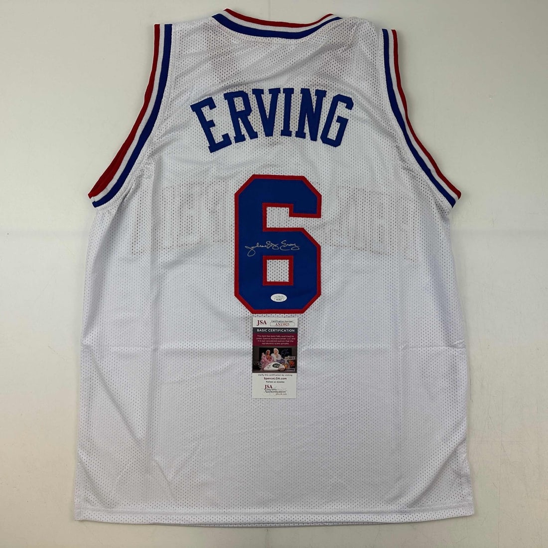 Julius Erving Autographed White Jersey Philadelphia 76ers JSA Authenticated: Julius Erving Autographed White Jersey Philadelphia 76ers JSA Authenticated This autographed Julius Erving 'Dr. J' Philadelphia white jersey is a must-have collectible for any basketball enthusiast. A