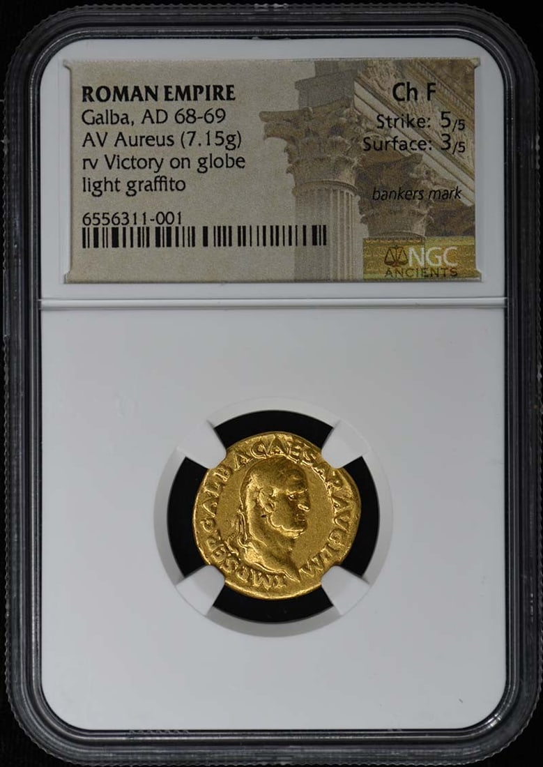 NGC Certified Galba AV Aureus Roman Empire AD 68 69 Ch F (1 of 4)