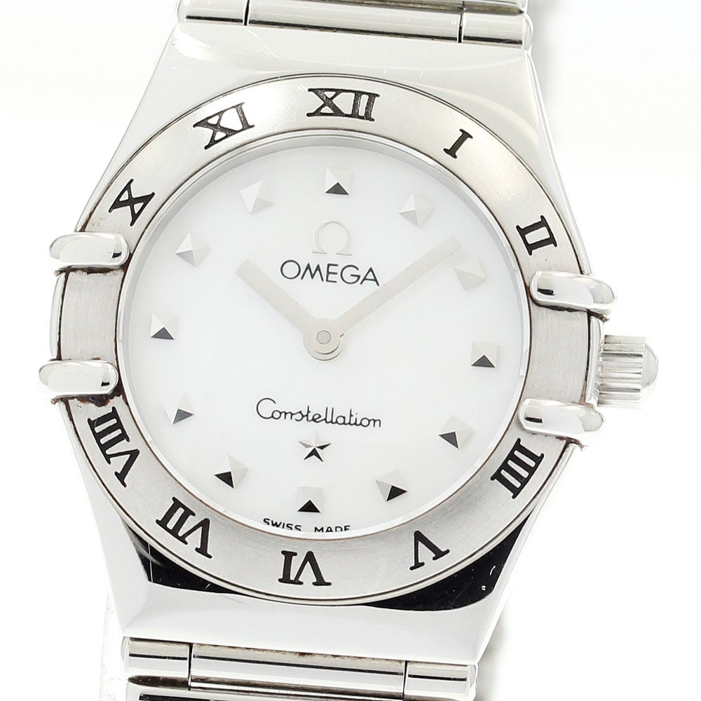 Omega Constellation Mini My Choice quartz steel ladies watch: Omega Constellation Mini My Choice quartz steel ladies watch This OMEGA Constellation Mini My Choice women's wristwatch features a stainless steel case and bracelet with a white mother-of-pearl dial. 