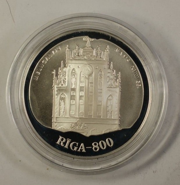 1997 Latvia 10 Latu Silver Proof Commemorative Coin Eight Centuries of Riga with COA (1 of 5)