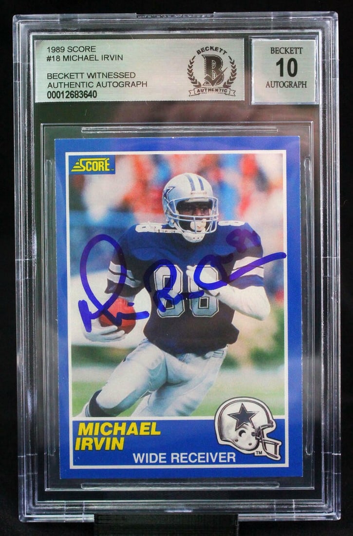 Michael Irvin 1989 Score 18 Rookie Auto Card BGS 10 Cowboys (1 of 2)