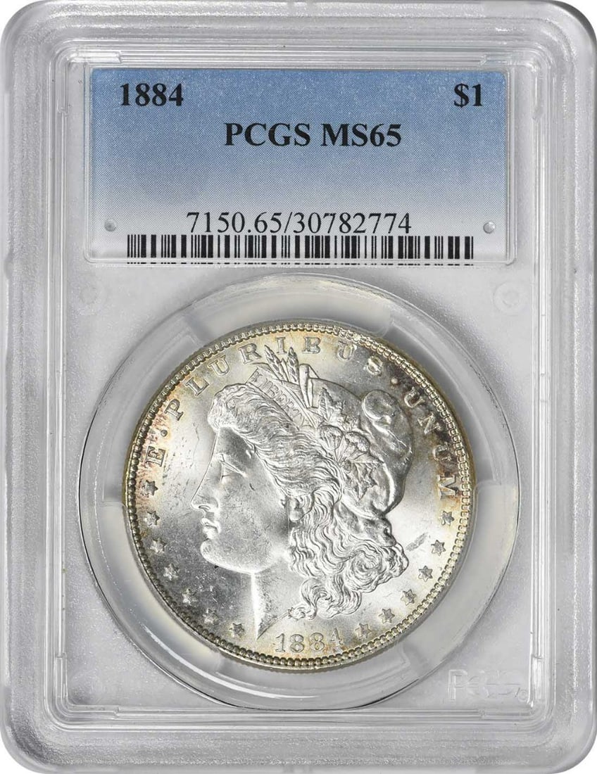 1884 Morgan Silver Dollar MS65 PCGS Uncirculated 90% Silver: 1884 Morgan Silver Dollar MS65 PCGS Uncirculated 90% Silver This stunning 1884 Morgan Silver Dollar, graded MS65 by PCGS, showcases the exceptional quality of uncirculated coins. Crafted with a compos