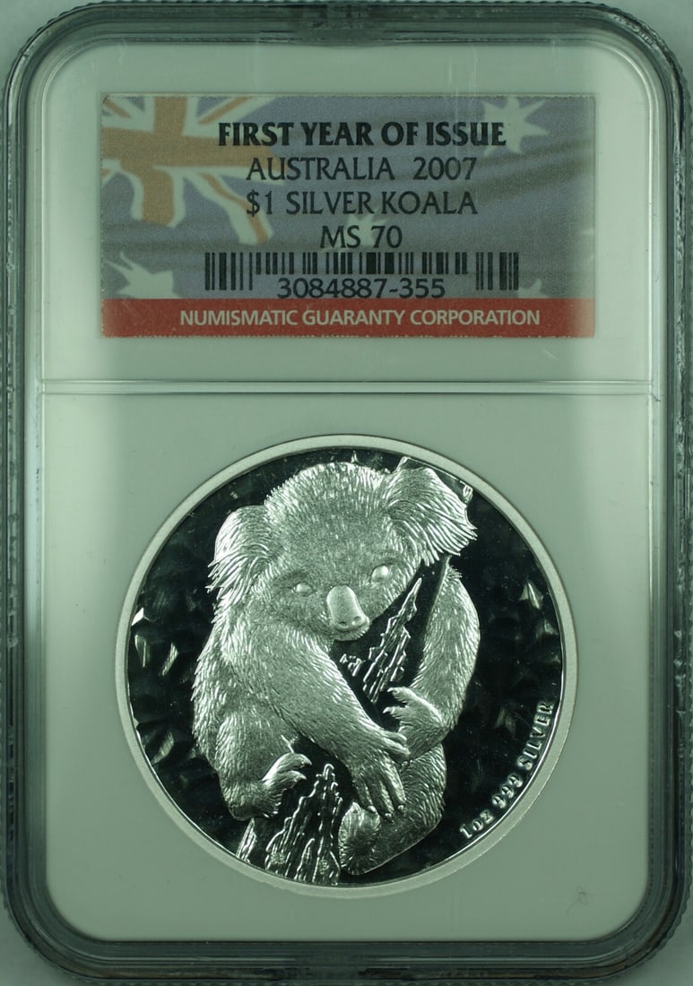 NGC MS-70 2007 Australia Koala 1 Oz Silver Dollar First Year Issue (1 of 2)