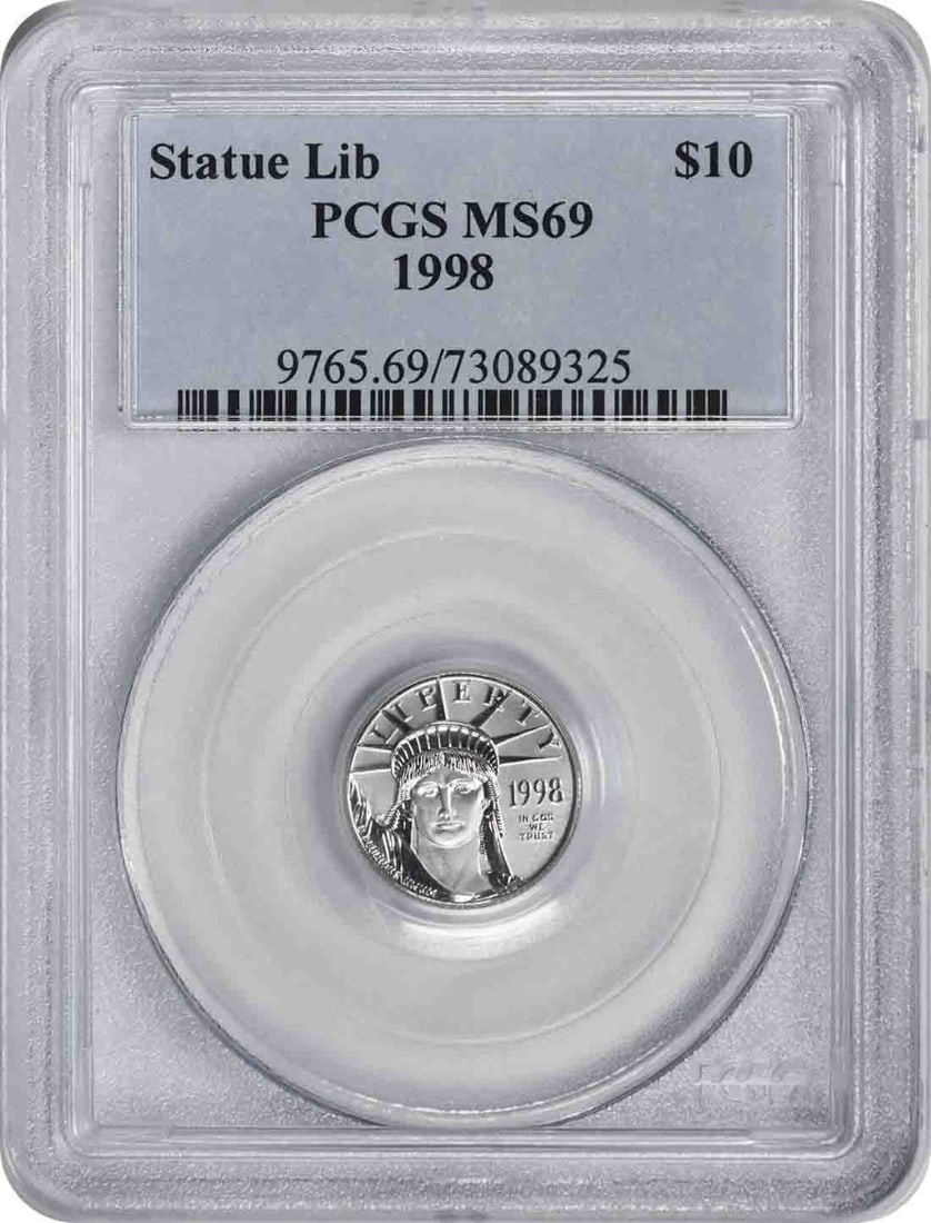 1998 Platinum American Eagle 1/10 oz PCGS MS69 Certified Coin (1 of 2)