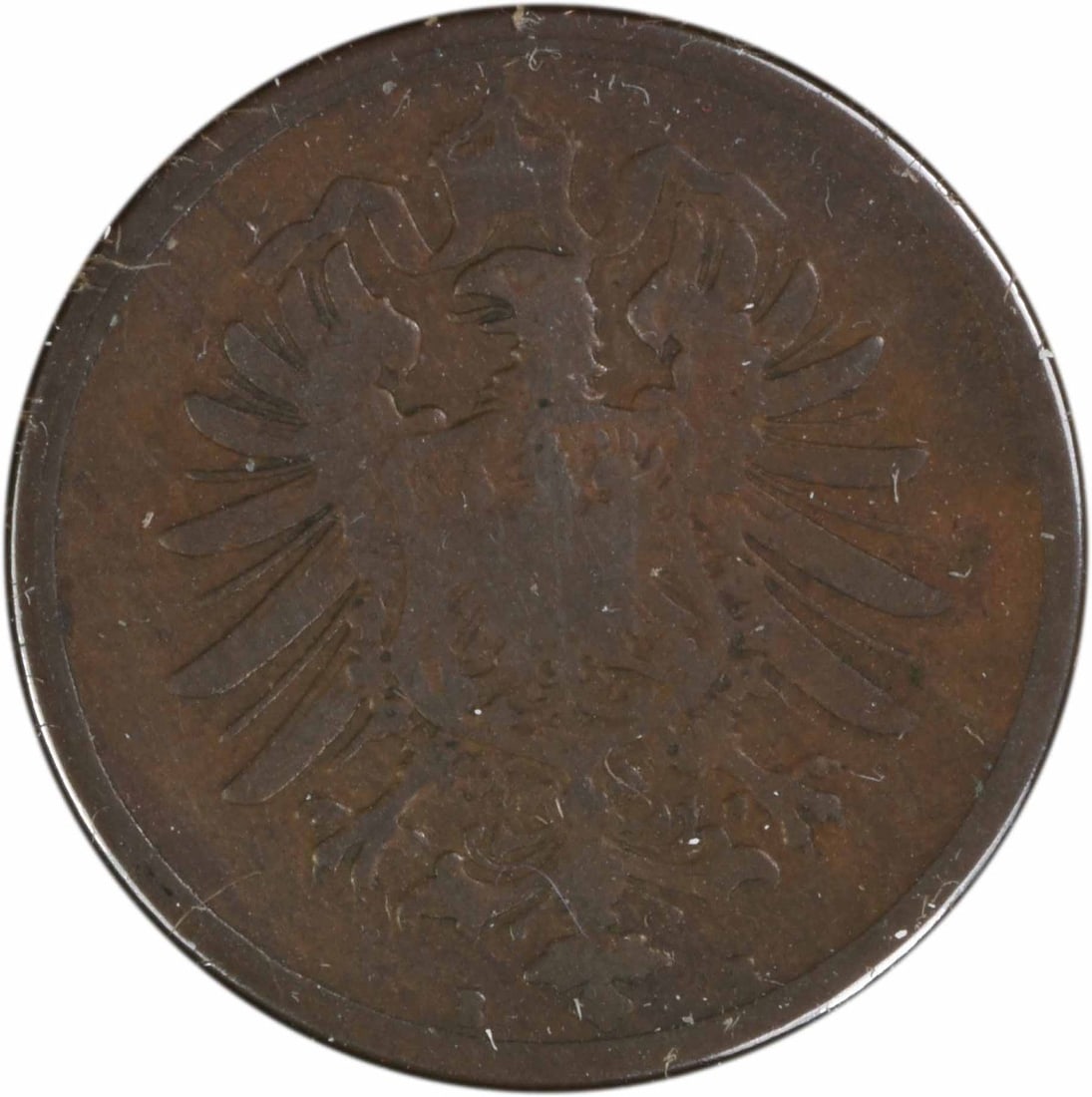 Germany 1877 2 Pfennig Copper Coin KM2 Fine Grade Uncertified: Germany 1877 2 Pfennig Copper Coin KM2 Fine Grade Uncertified This is a 2 Pfennig coin from Germany, dated 1877. The coin is composed of copper, has been circulated, and is graded as F (Fine). It is u