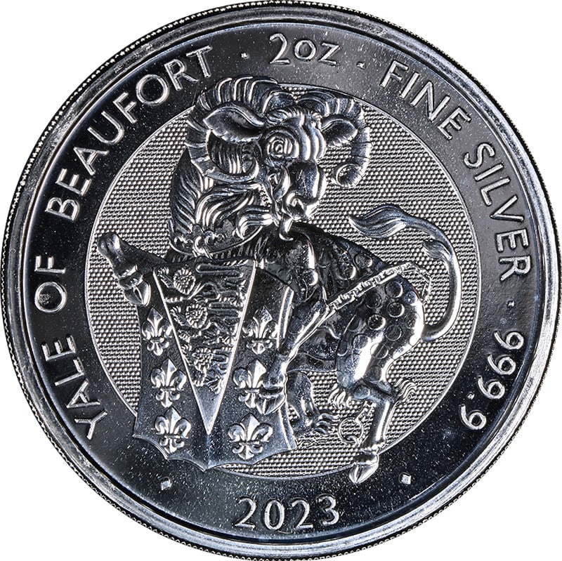 2 oz Silver Yale of Beaufort Tudor Beasts Coin Great Britain 2023 BU (1 of 2)