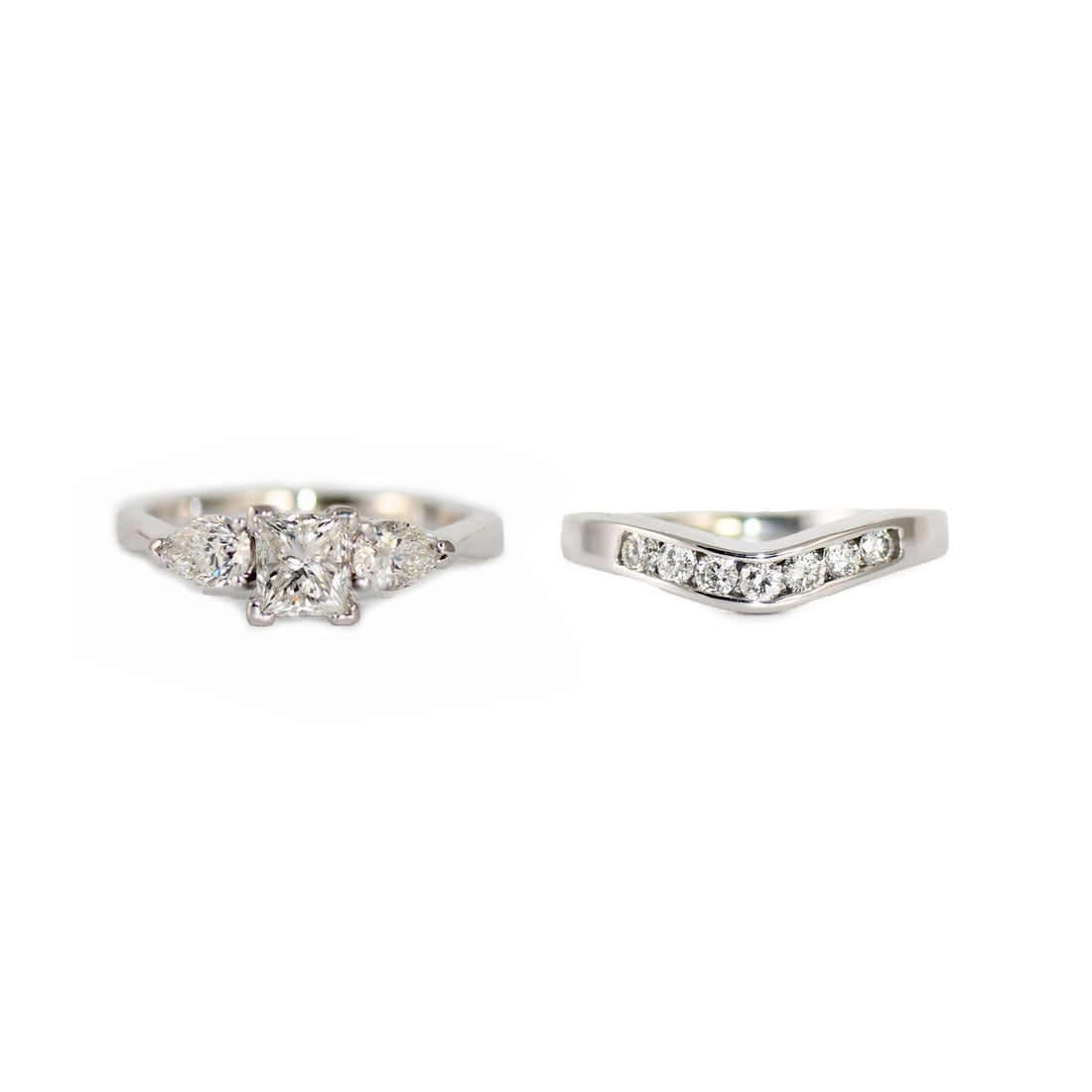 EGL Certified 14k White Gold Diamond Bridal Ring Set Size 5.25 (1 of 13)
