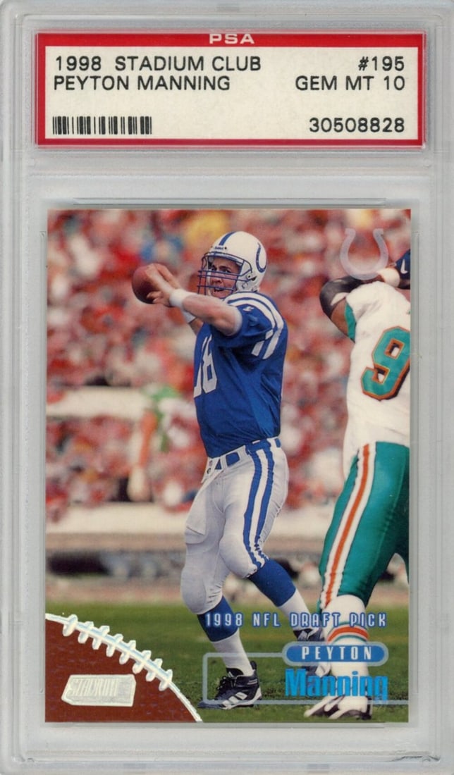 1998 Stadium Club Peyton Manning #195 Rookie Card PSA 10 Mint NFL (1 of 2)