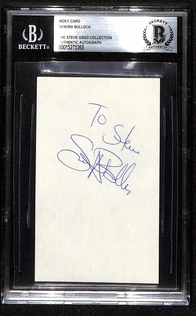 Sandra Bullock Autographed 3x5 Index Card Beckett Authenticated (1 of 1)
