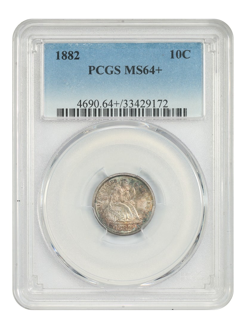 Liberty Seated Dime 1882 10C PCGS MS64+ (1 of 4)