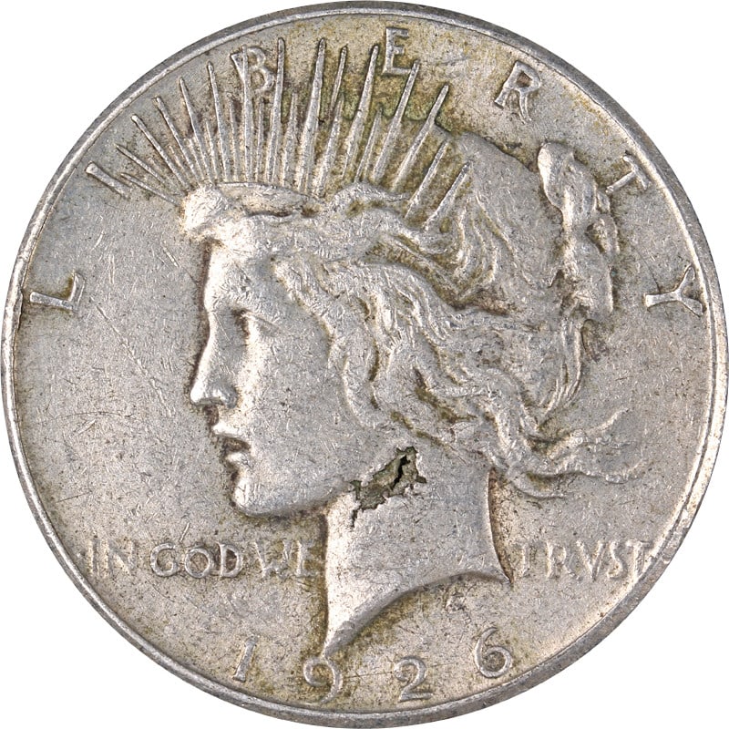 Silver 1926-S Peace Dollar Circulated With Major Planchet Error San Francisco Mint (1 of 2)