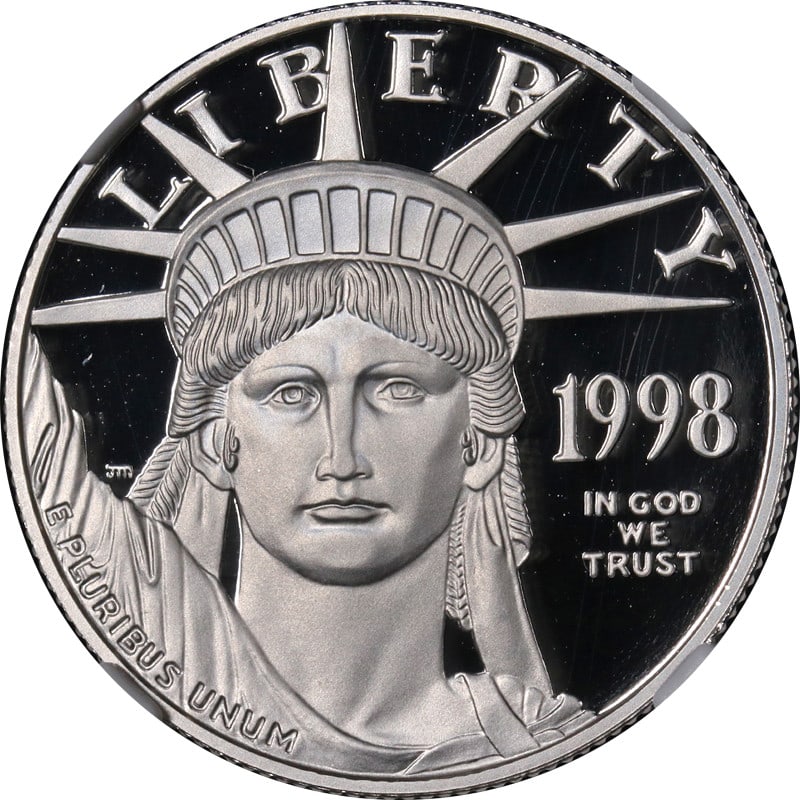 NGC PF70 Ultra Cameo 1998-W $50 Platinum American Eagle Coin (1 of 4)