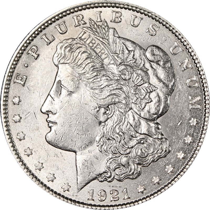 1921 Philadelphia Morgan Silver Dollar VAM 25A Wide Reeds Variety: 1921 Philadelphia Morgan Silver Dollar VAM 25A Wide Reeds Variety This is a 1921-P Morgan Silver Dollar featuring the VAM 25A Wide Reeds variety. The coin is circulated and composed of 90% silver, min