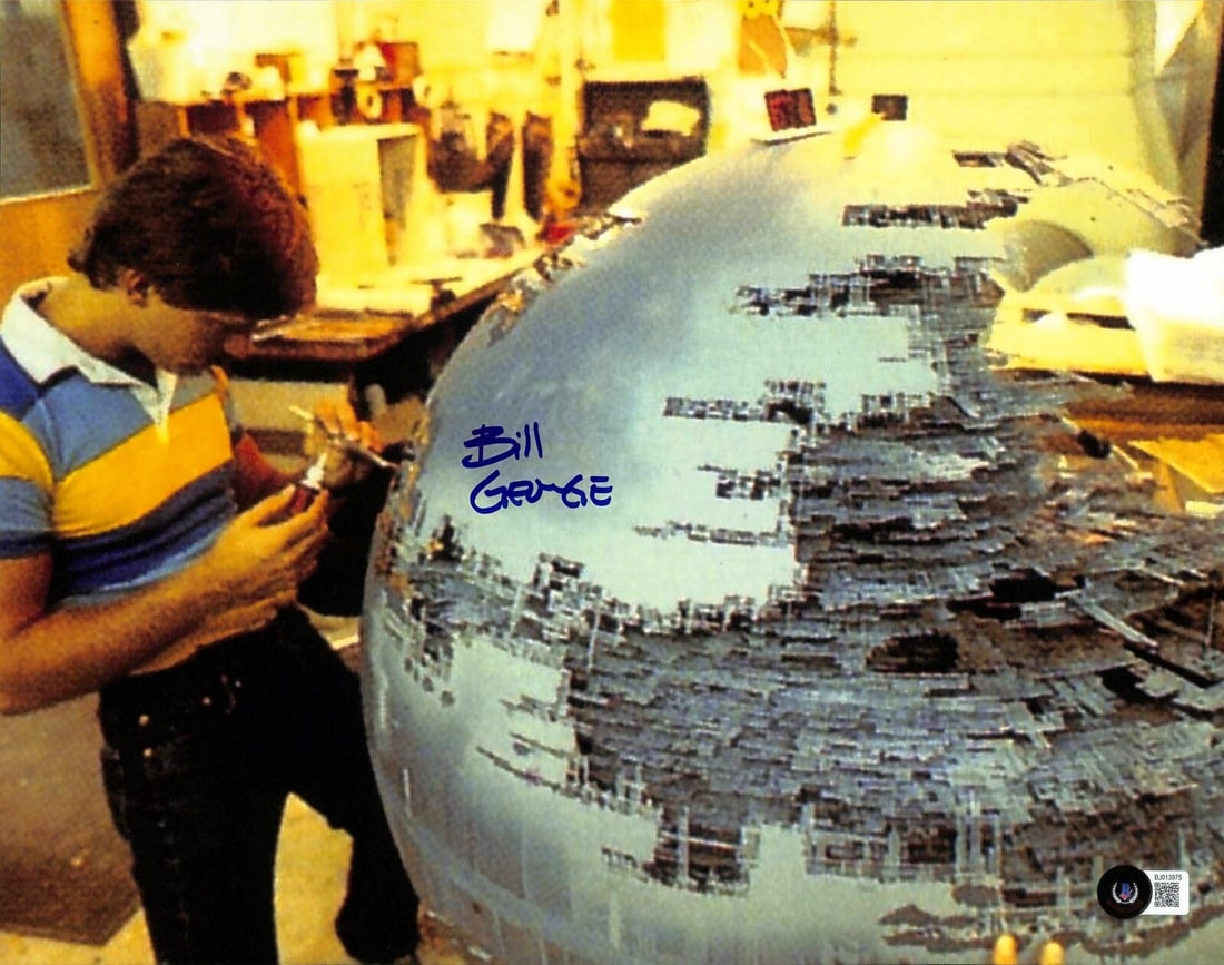 Bill George Signed Star Wars ROTJ Death Star II 11x14 Photo Beckett Authenticated: Bill George Signed Star Wars ROTJ Death Star II 11x14 Photo Beckett Authenticated This autographed 11x14 photograph features Bill George, a model maker for Industrial Light & Magic (ILM) on Star Wars: