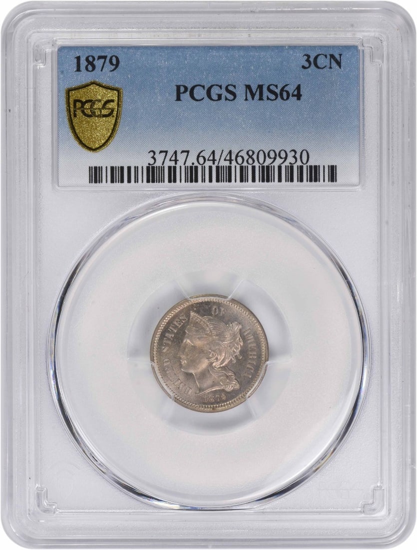 MS64 PCGS Graded 1879 Three Cent Nickel Coin United States (1 of 4)