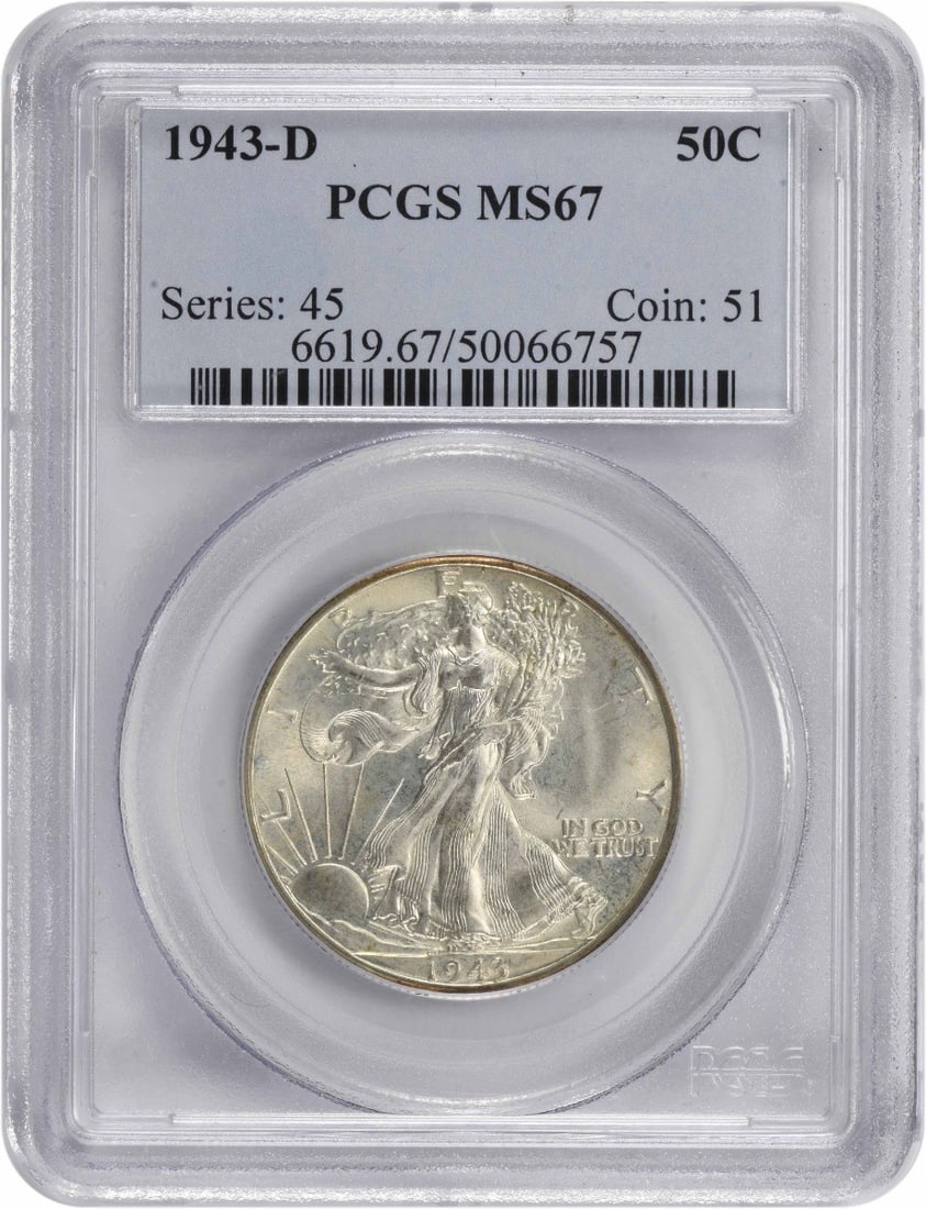 1943-D Walking Liberty Half Dollar MS67 PCGS Uncirculated Silver Coin (1 of 2)