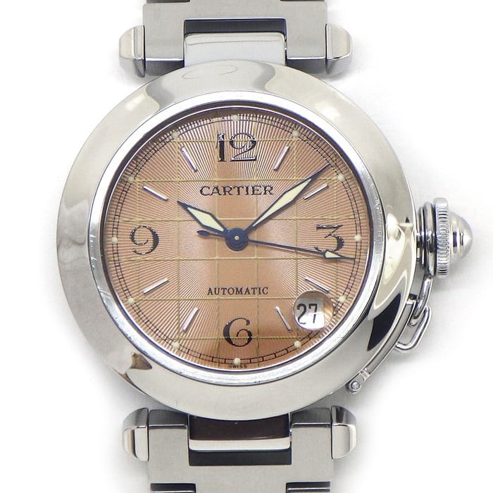 Cartier Pasha C Automatic Stainless Steel Salmon Pink Dial Date Watch (1 of 11)