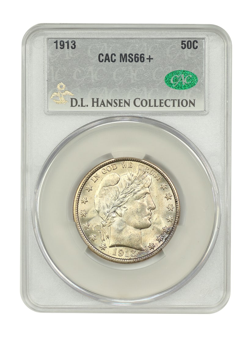 CACG MS66+ 1913 Barber Half Dollar 50C ex D.L. Hansen (1 of 4)