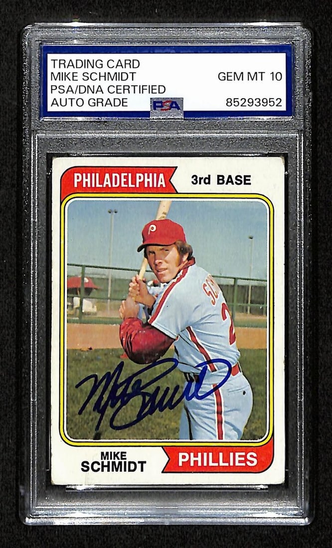 Mike Schmidt 1974 Topps Phillies Autographed Card PSA DNA Gem Mint 10 (1 of 2)