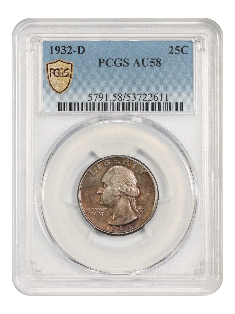 PCGS AU58 1932-D Washington Quarter 25C Denver Key Date (1 of 5)