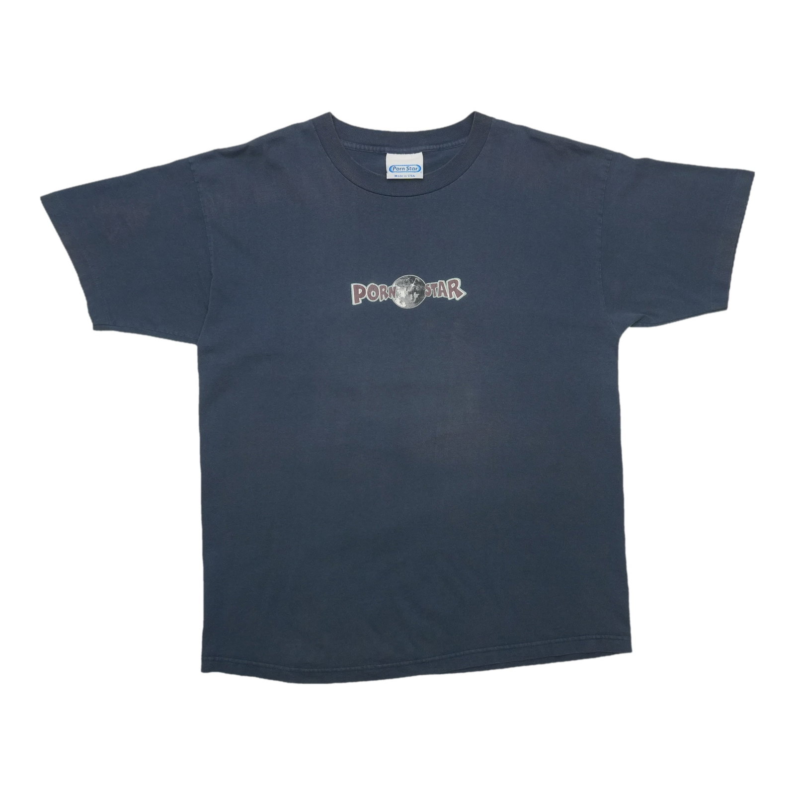 Vintage 1990s Porn Star Clothing Blue Cotton Shirt (1 of 8)