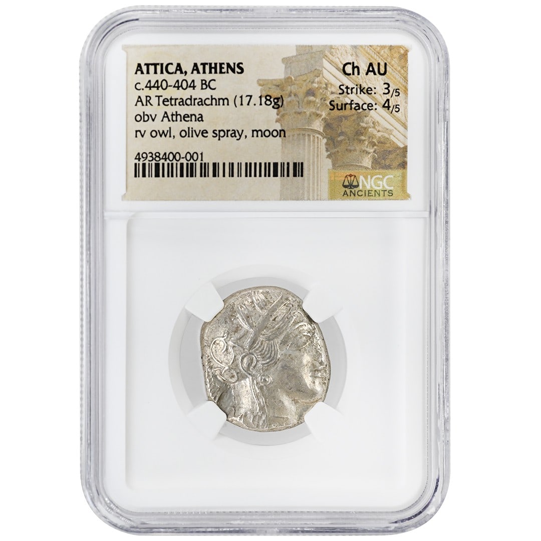 NGC Certified Attica Athens Silver Tetradrachm ChAU 3/4 Strike 4/5 Surface (1 of 2)