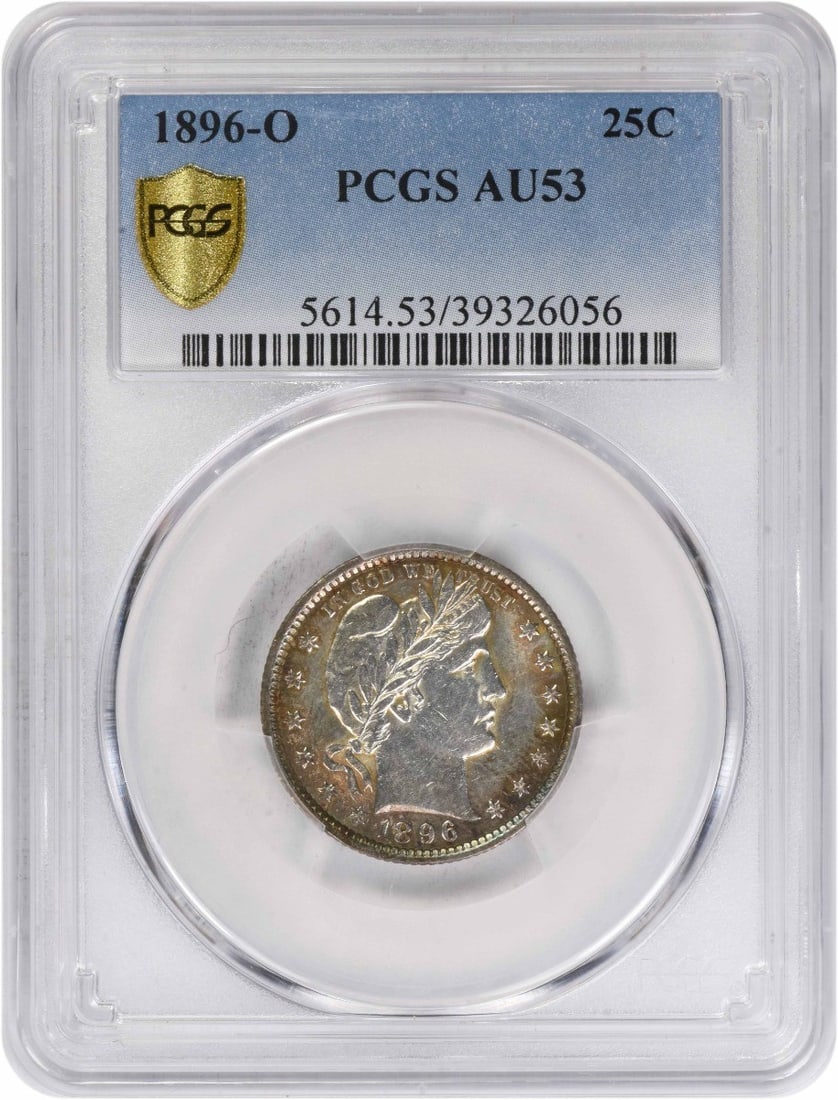 Barber Quarter 1896 New Orleans 90% Silver AU53 PCGS Graded (1 of 4)