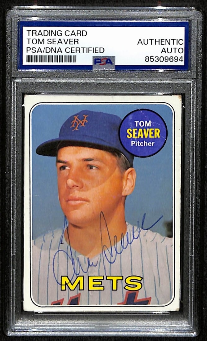 1969 Topps #480 Tom Seaver Autographed Card PSA DNA Authenticated New York Mets: 1969 Topps #480 Tom Seaver Autographed Card PSA DNA Authenticated New York Mets This is an original 1969 Topps Card #480 featuring Tom Seaver of the New York Mets. The card is hand-signed by Tom Seave