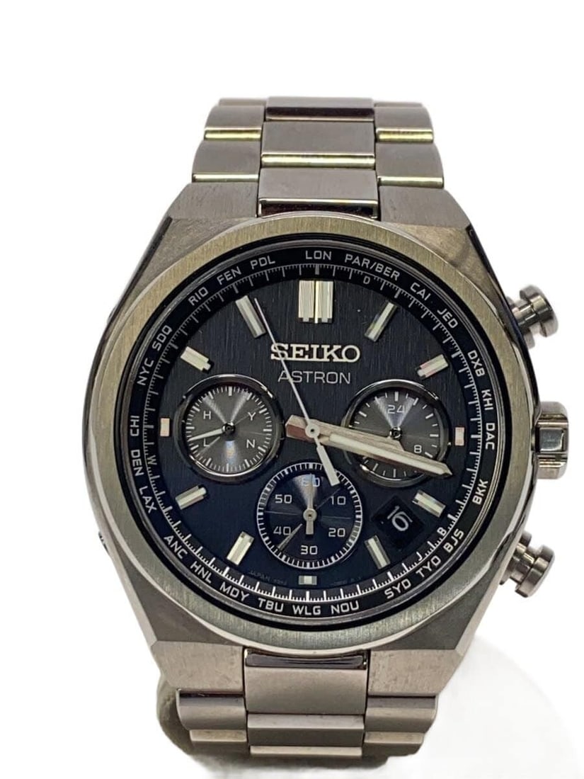 Seiko Astron Titanium Men's Wristwatch SBXY097: Seiko Astron Titanium Men's Wristwatch SBXY097 This SEIKO ASTRON SBXY097 men's wristwatch features a sleek black design and is crafted from durable titanium. Made in Japan, it offers a refined look wi