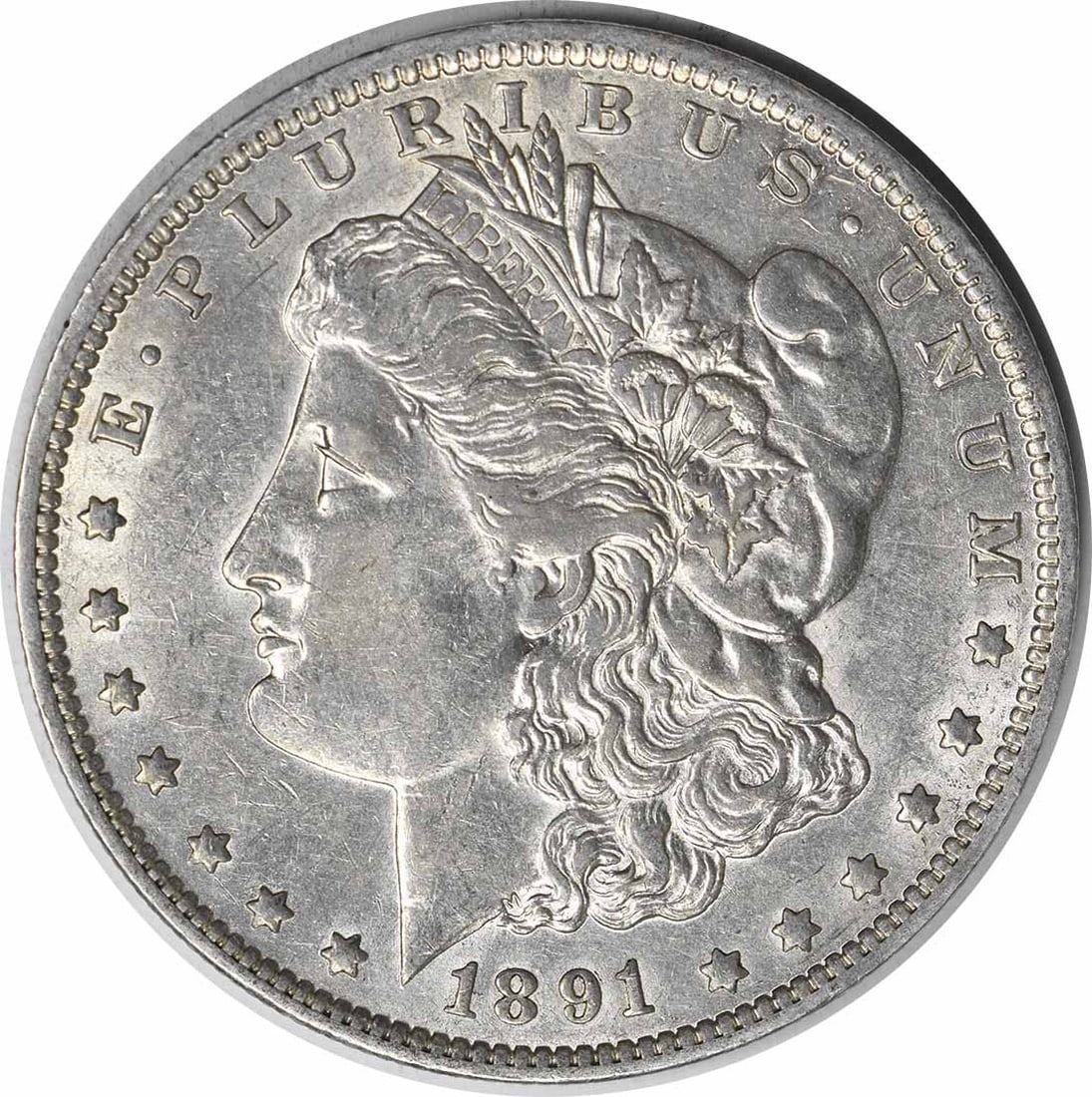 1891 O Morgan Dollar AU Uncertified Silver Coin: 1891 O Morgan Dollar AU Uncertified Silver Coin This is an 1891-O Morgan Silver Dollar from the United States, designed by George T. Morgan. The coin is composed of 90% silver and 10% copper, has a re