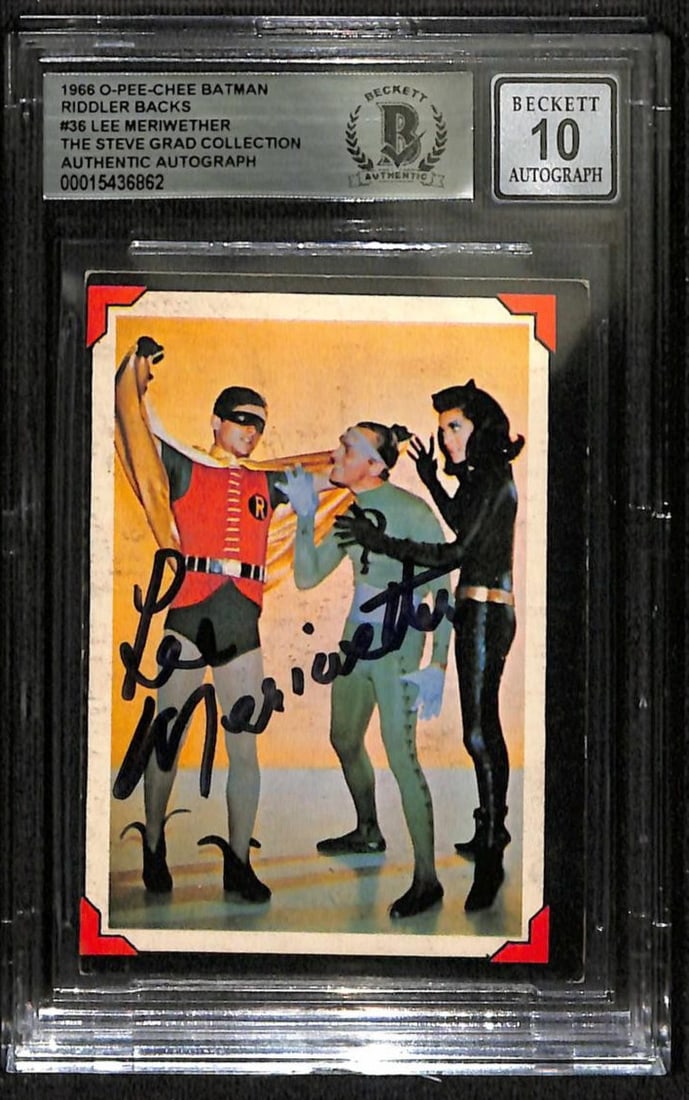 1966 O Pee Chee Batman Card Lee Meriwether Beckett Auto 10 (1 of 1)