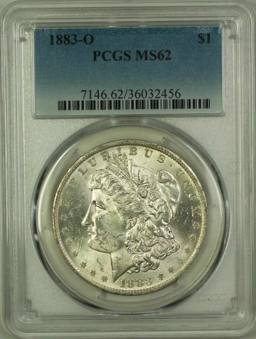 PCGS MS62 1883-O Morgan Dollar Silver Coin New Orleans Mint: PCGS MS62 1883-O Morgan Dollar Silver Coin New Orleans Mint This is an 1883-O Morgan Silver Dollar certified by PCGS with a grade of MS 62. Struck at the New Orleans Mint, this uncirculated coin is co