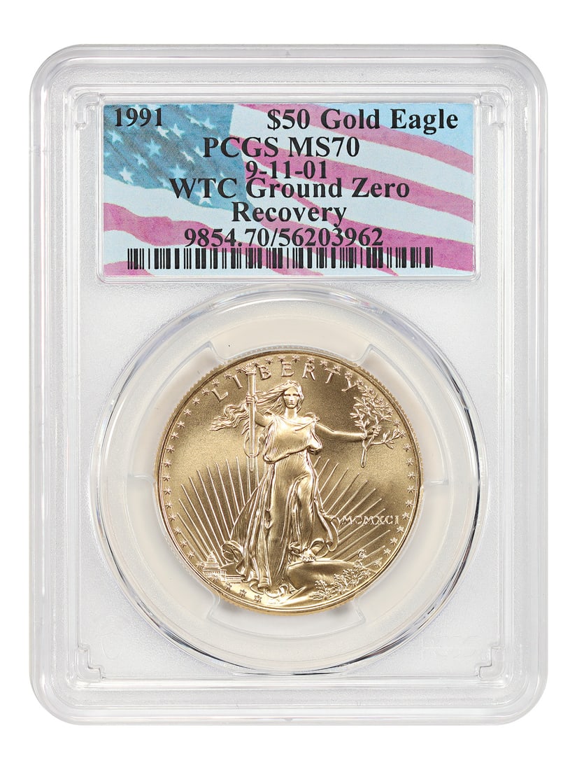 PCGS MS70 1991 $50 Gold Eagle WTC Ground Zero Recovery Coin (1 of 4)