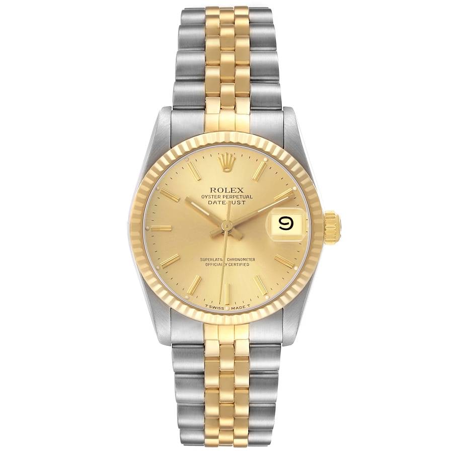 Ladies Rolex Datejust Ref 68273 Champagne Dial Jubilee Bracelet: Ladies Rolex Datejust Ref 68273 Champagne Dial Jubilee Bracelet This Rolex Datejust features a champagne stick dial and is paired with a D-Link Jubilee bracelet. The watch is designed for ladies and i