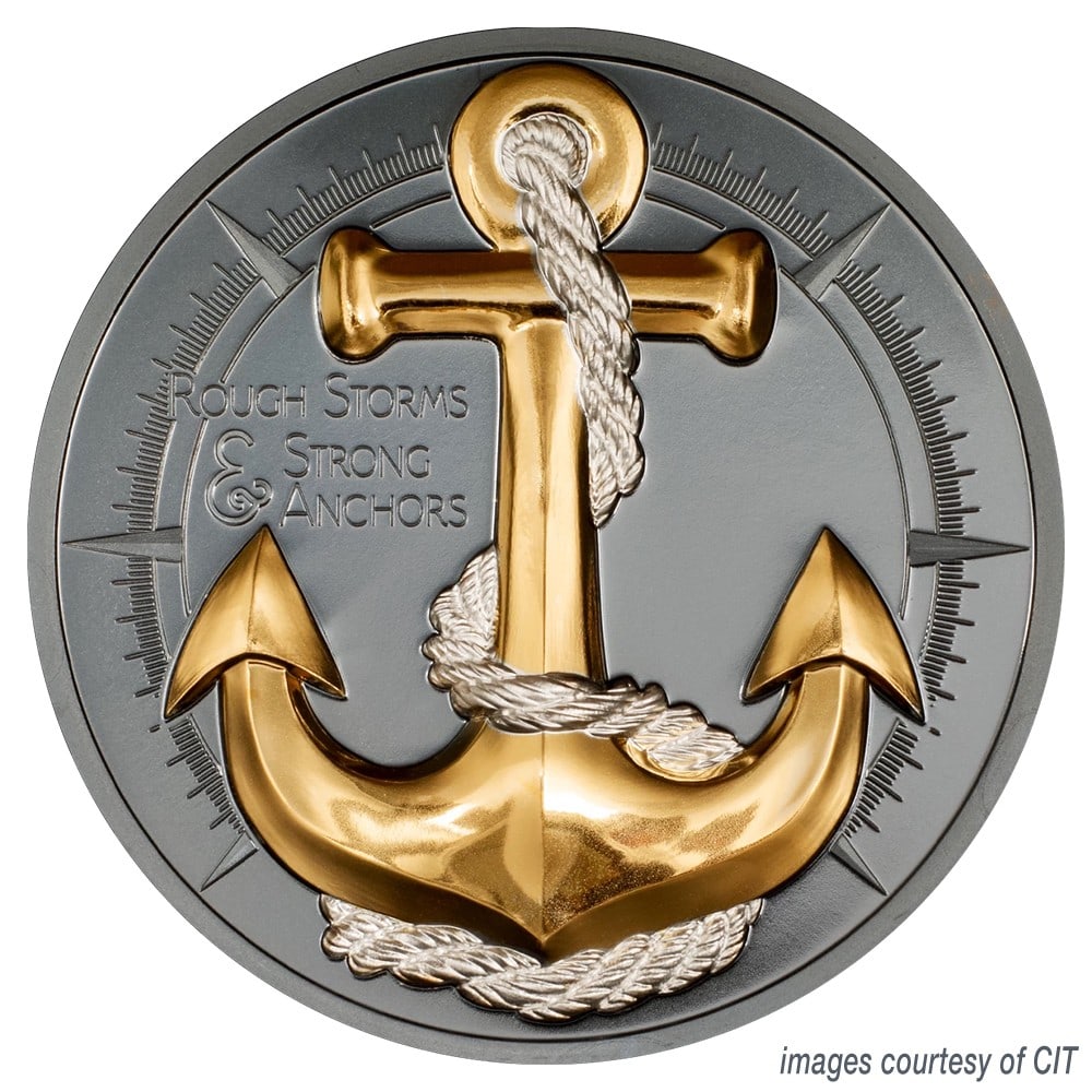 Cook Islands 2 oz Pure Silver Anchor High Relief Coin (1 of 3)