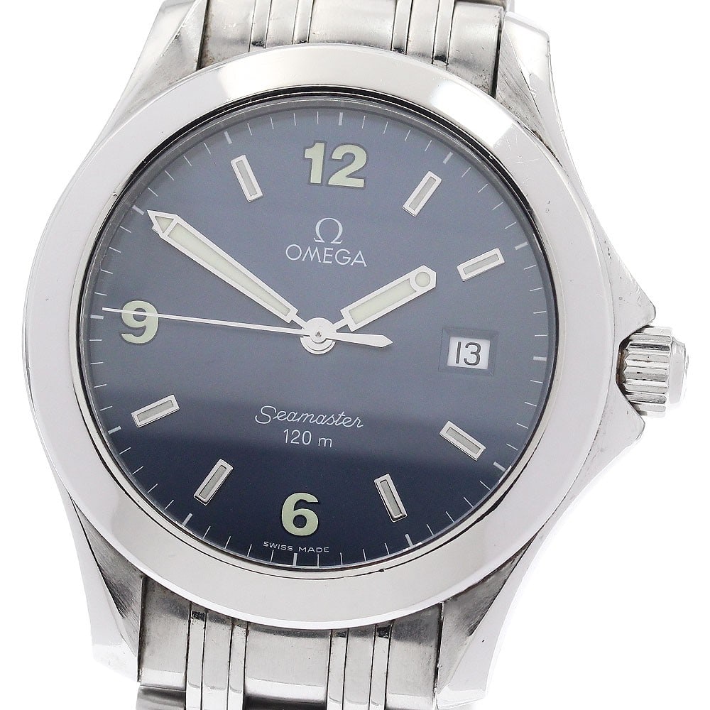 Omega Seamaster 120 Quartz Date Stainless Steel Men's Watch: Omega Seamaster 120 Quartz Date Stainless Steel Men's Watch This OMEGA Seamaster 120 Date Quartz men's wristwatch features a blue dial and stainless steel case and bracelet. The watch operates on a qu