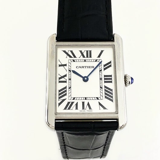 Cartier Tank Solo ML 2715 925 Silver Quartz Wristwatch D Buckle: Cartier Tank Solo ML 2715 925 Silver Quartz Wristwatch D Buckle This is a pre-owned Cartier Tank Solo ML 2715 wristwatch, crafted with a 925 silver case and featuring a quartz movement. Designed for u