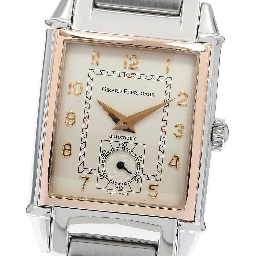 Girard Perregaux Vintage 1945 Automatic Men's Wristwatch 2594: Girard Perregaux Vintage 1945 Automatic Men's Wristwatch 2594 This Girard Perregaux Vintage 1945 men's wristwatch features a stainless steel and pink gold case paired with a stainless steel bracelet. 