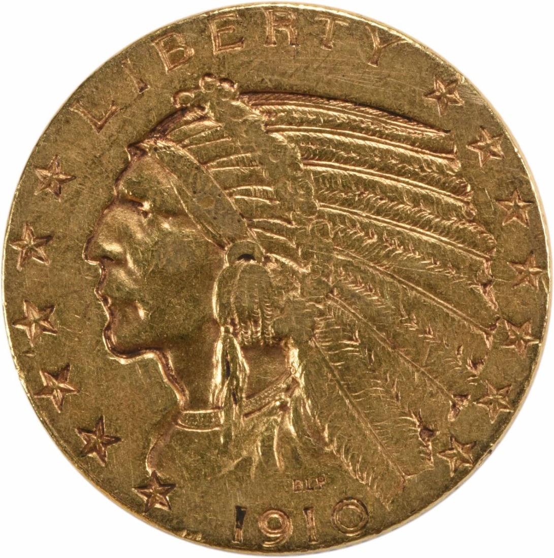 1910 $5 Gold Indian Coin by Bela Lyon Pratt EF Uncertified (1 of 2)