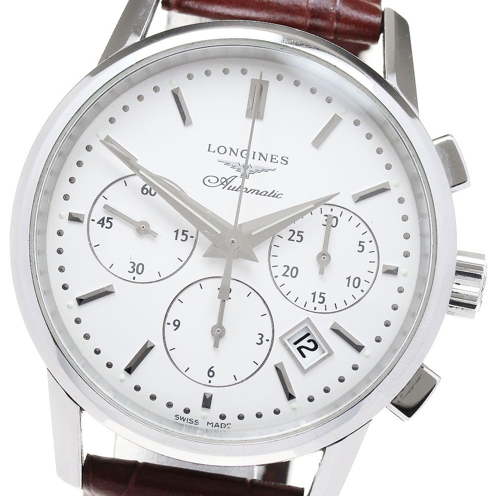 Longines Heritage Column Wheel Chronograph Mens Wristwatch L2.749.4 Date: Longines Heritage Column Wheel Chronograph Mens Wristwatch L2.749.4 Date Longines Heritage Column Wheel Chronograph Date men's wristwatch, pre-owned and of Swiss origin. The watch is identified as mod