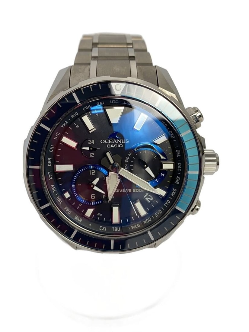 Casio Oceanus Silver Quartz Wristwatch for Men: Casio Oceanus Silver Quartz Wristwatch for Men This CASIO OCEANUS Quartz OCW-P2000 men's wristwatch features a silver-tone case and band. Designed for men, the watch is made in Japan and operates with