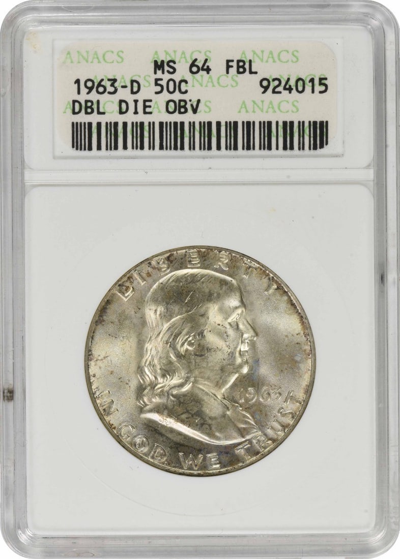 ANACS MS64FBL 1963 D Franklin silver half dollar (1 of 2)
