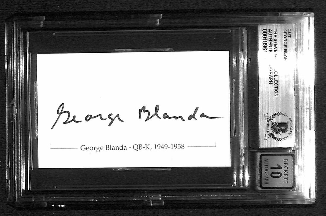 Beckett graded George Blanda signed cut Bears HOF Auto 10 (1 of 1)