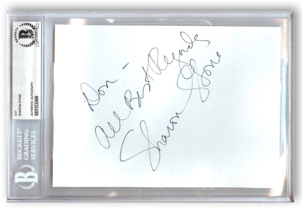 Sharon Stone Autographed Cut Signature Beckett Authenticated Slab 6 X 9 (1 of 1)