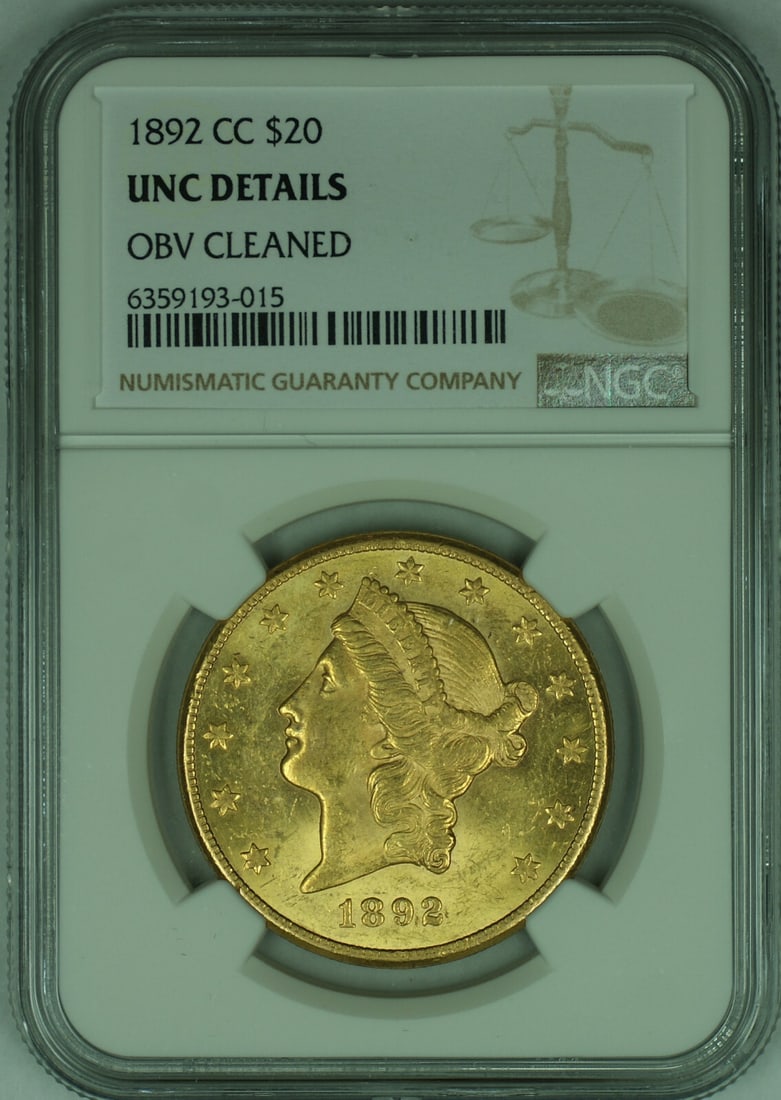 1892 Carson City Gold $20 Double Eagle NGC Uncirculated Certified Coin: 1892 Carson City Gold $20 Double Eagle NGC Uncirculated Certified Coin This 1892-CC Liberty Head $20 Double Eagle is an uncirculated gold coin certified by NGC. Minted in Carson City, it features bril