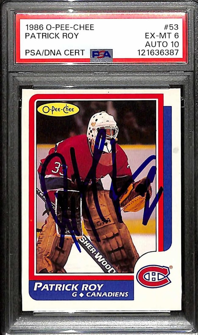 Patrick Roy 1986 O-Pee-Chee rookie card PSA 6 Auto 10 signed (1 of 1)