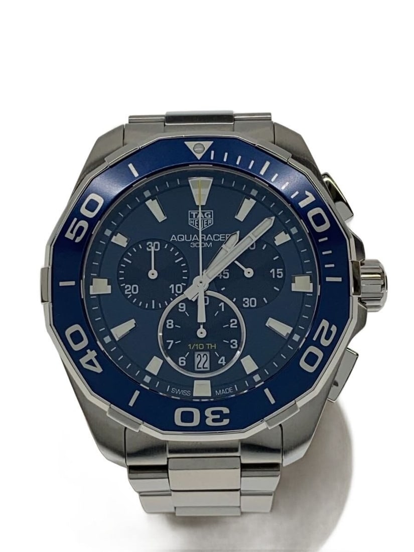 TAG Heuer Aquaracer Blue Chronograph Men's Wristwatch CAY111B.BA0927: TAG Heuer Aquaracer Blue Chronograph Men's Wristwatch CAY111B.BA0927 This TAG Heuer Aquaracer Chronograph CAY111B.BA0927 men's wristwatch features a blue dial and is crafted in Switzerland. The watch 
