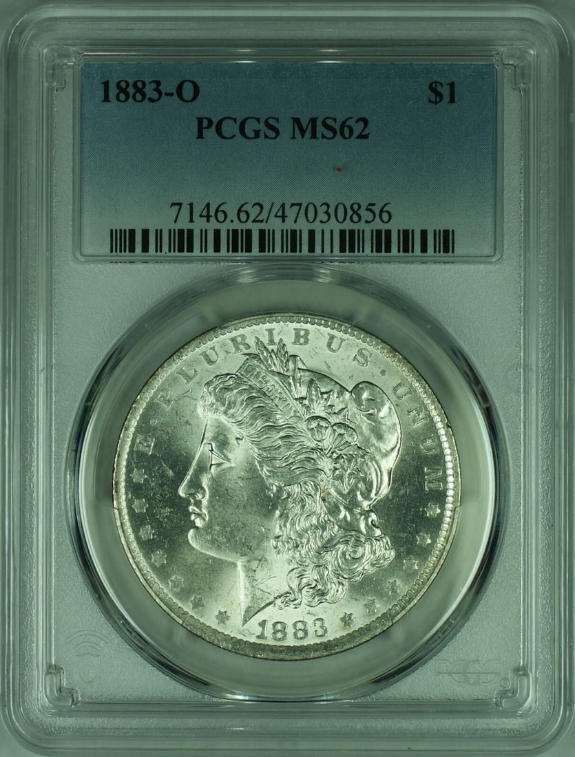 PCGS MS62 1883-O Morgan Silver Dollar Uncirculated New Orleans Mint: PCGS MS62 1883-O Morgan Silver Dollar Uncirculated New Orleans Mint This 1883-O Morgan Silver Dollar is graded MS-62 by PCGS, indicating it is in uncirculated condition. Minted in New Orleans, this co