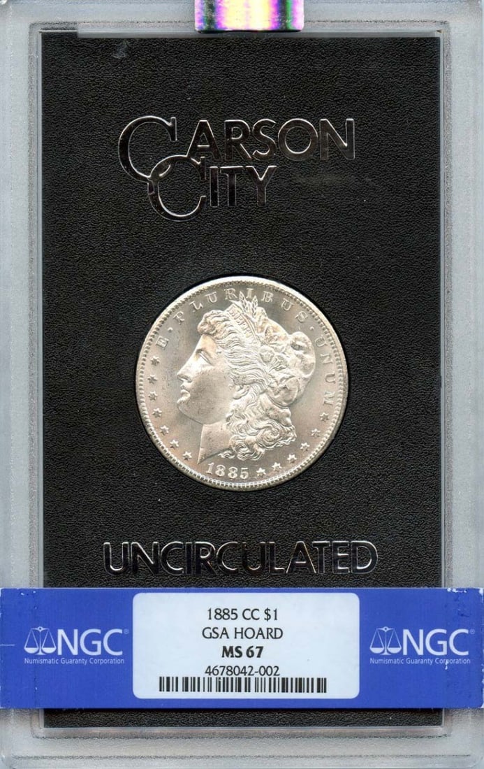 NGC MS67 1885 Carson City Morgan Silver Dollar from GSA Hoard (1 of 2)